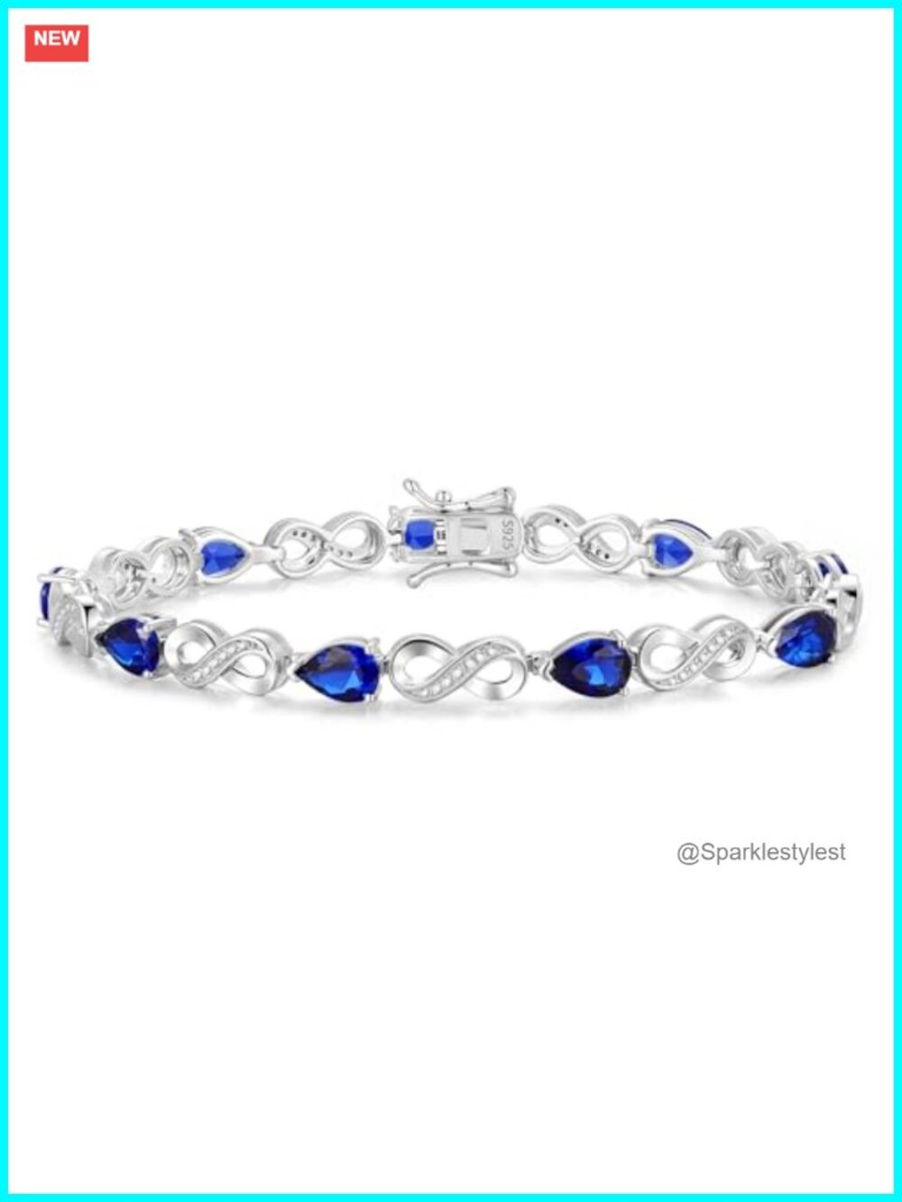 Sterling Silver White Gold Plated Infinity Birthstone Tennis Bracelet
